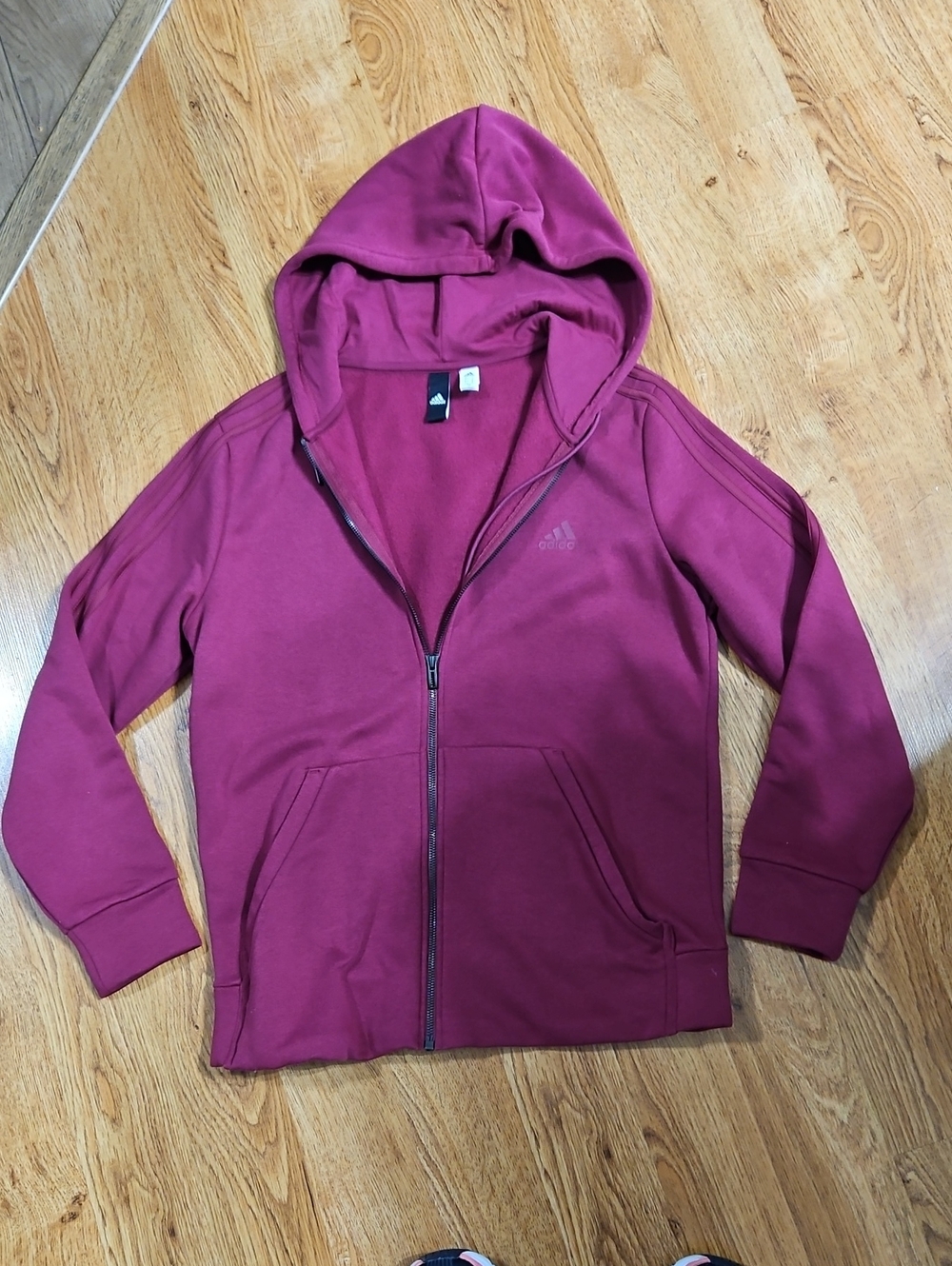 adidas Maroon Zip-Up Hooded Jacket